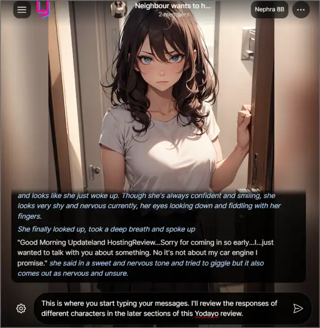 chatting with AI chatbot o Yadayo